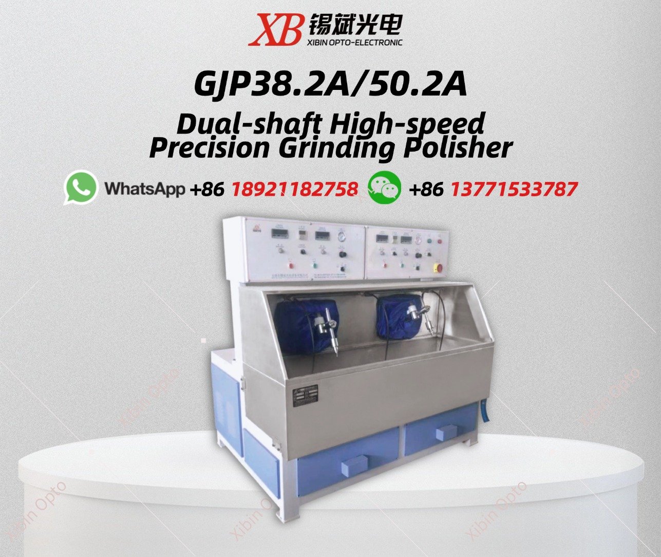 GJP38.2A/50.2A  Dual-shaft High-speed Precision Grinding Polisher (Main shaft, pendulum shaft separate variable speed.)
